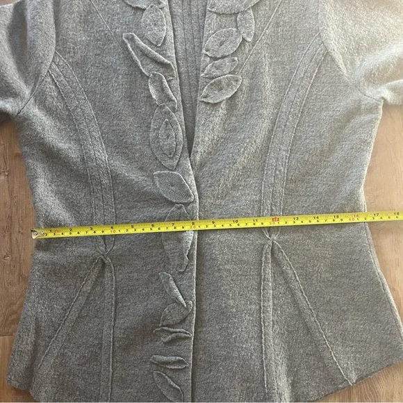 Vintage Anthropologie Wool Leaf-Trim Knit Cardigan - Picture 8 of 11